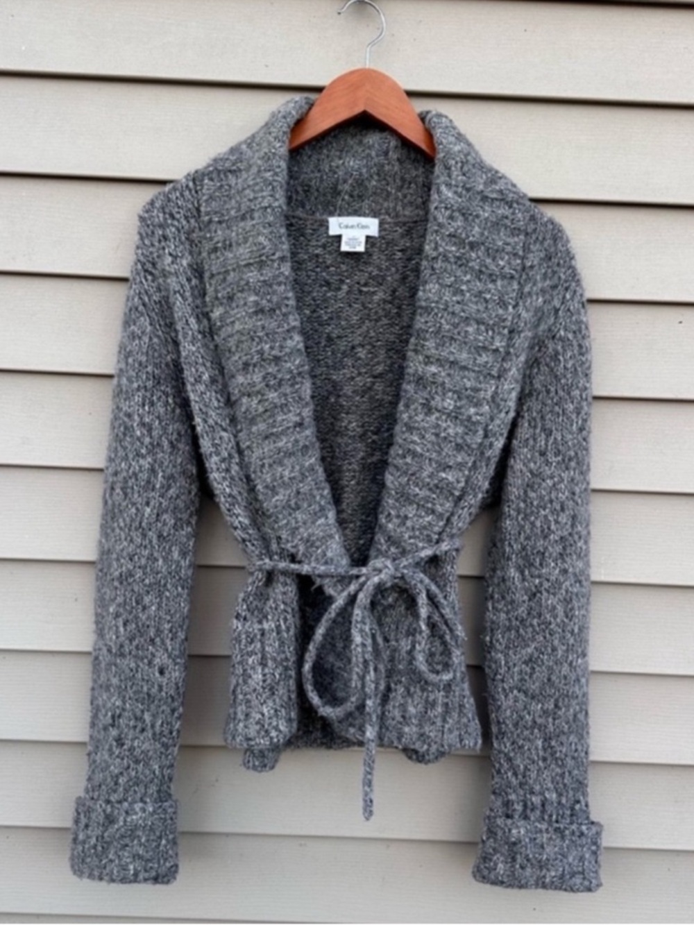 Calvin Klein wool cardigan sweater marked grey medium